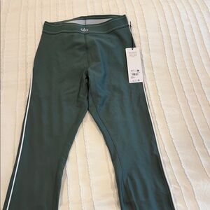 ALO Yoga Dark Green Leggings with White Accents